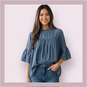 Dizzy Lizzy Ruffle Sleeve Top Size S ptp22 L23